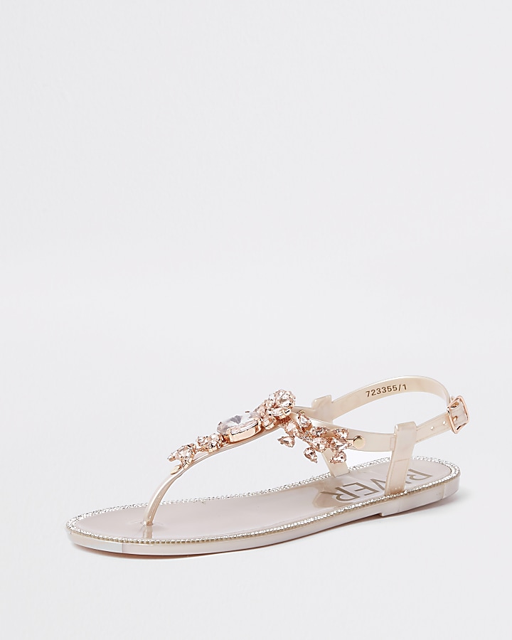 Gold jewel embellished sandals