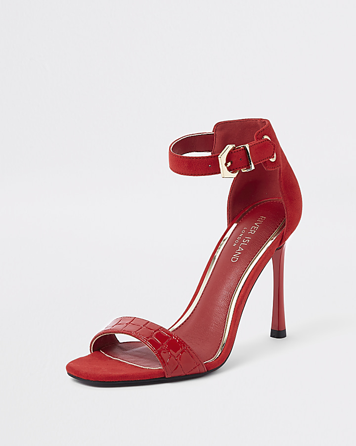 Red croc barely there sandals