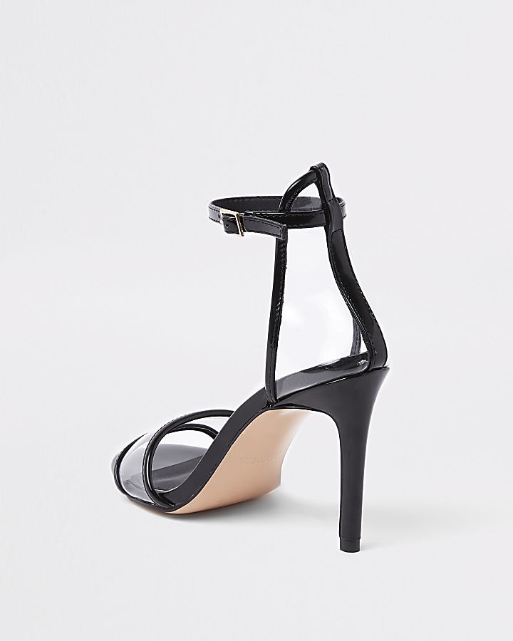 Black perspex barely there sandals