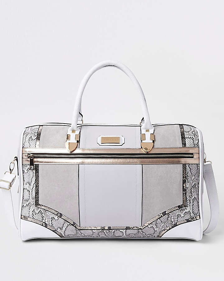 Grey snake skin panel cutabout holdall
