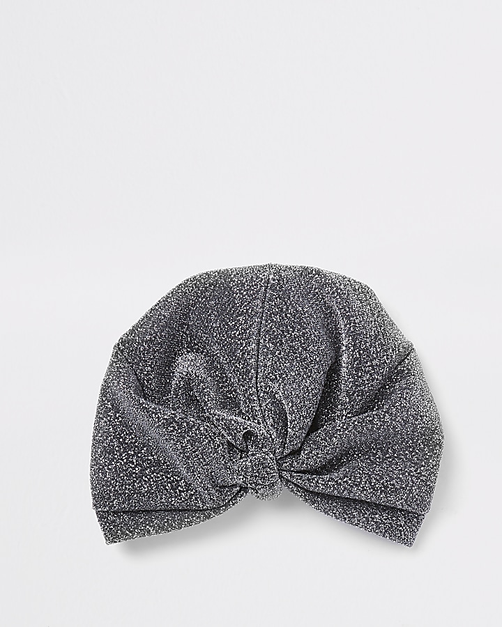 Black metallic threaded turban headband