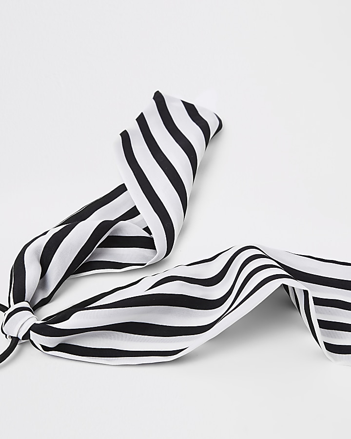 Black stripe ribbon hair tie