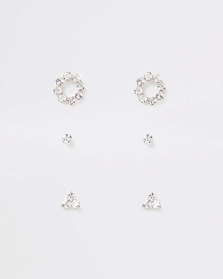 Gold plated cubic zirconia stud multipack