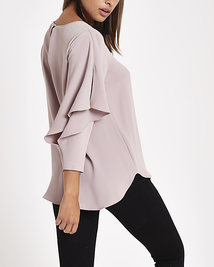 Pink frill sleeve top