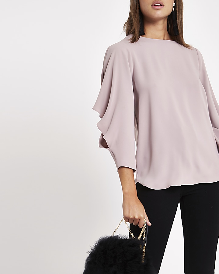 Pink frill sleeve top
