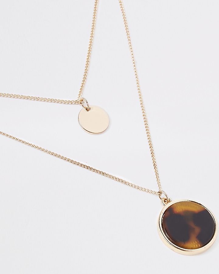 Gold colour black and yellow circle necklace