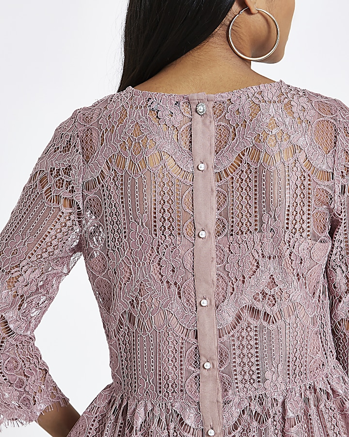 Petite pink lace swing top