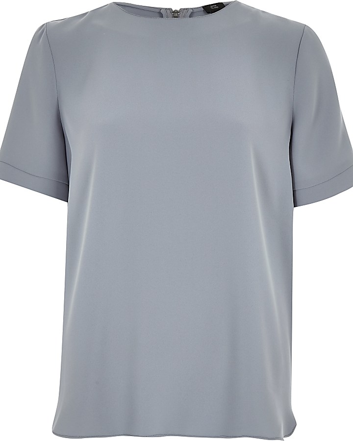 Grey short sleeve zip back T-shirt