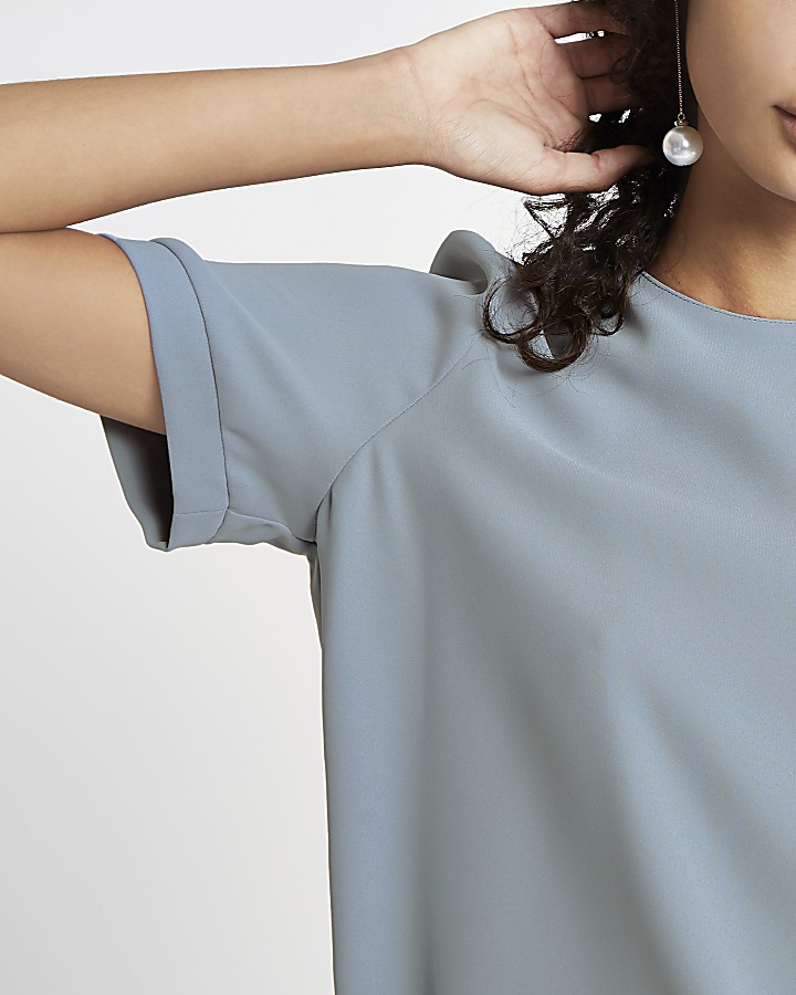 Grey short sleeve zip back T-shirt