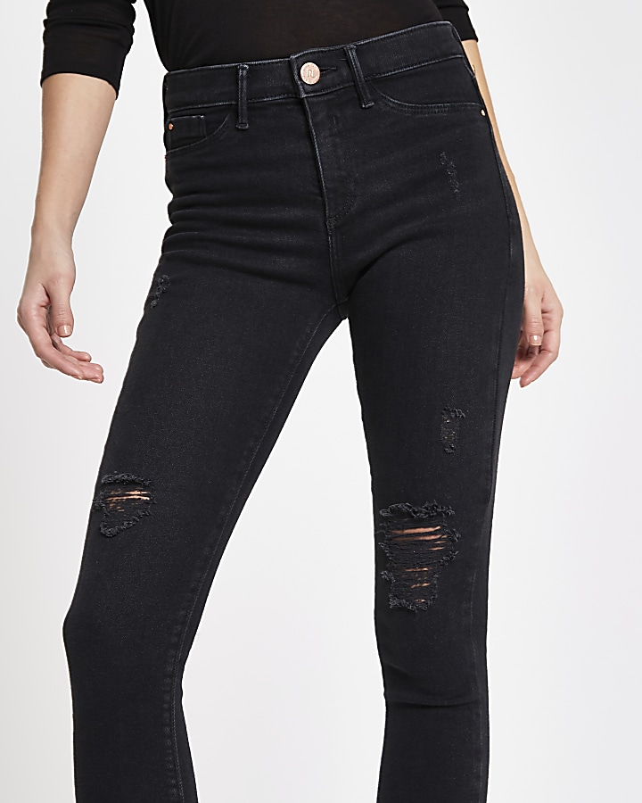 Black RI mid rise Molly ripped jeggings