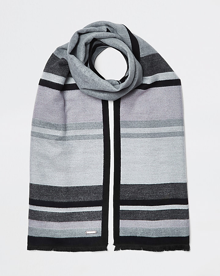 Dark grey blocked blanket scarf