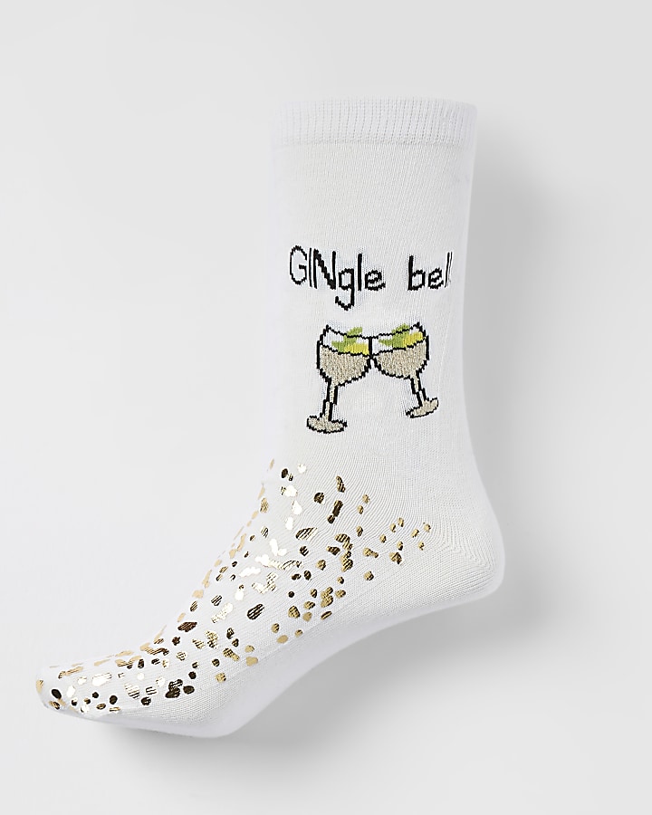 Cream ‘gingle bells’ ankle socks