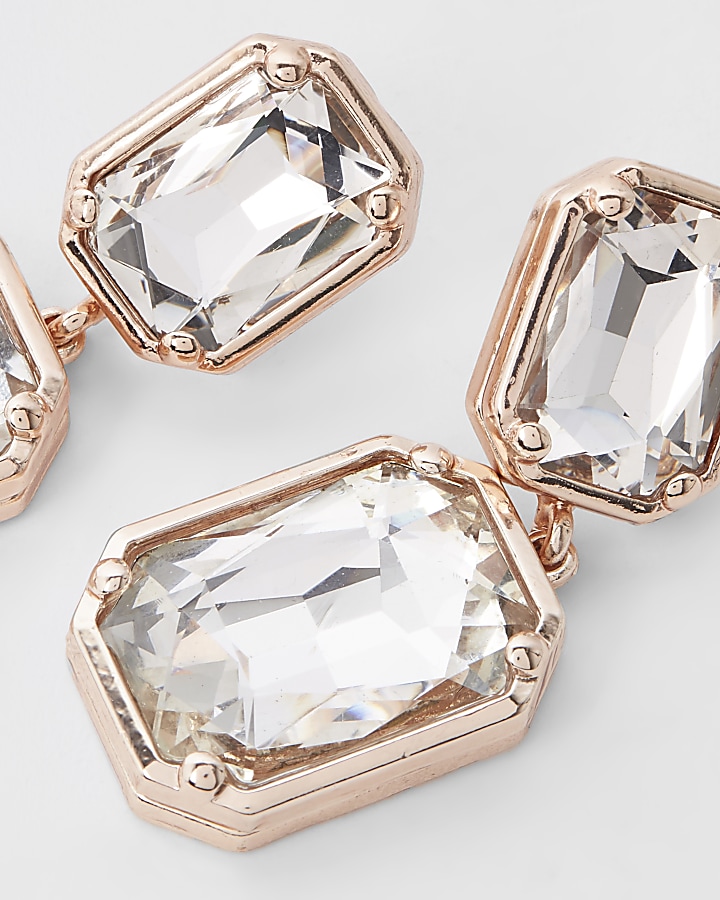 Rose gold tone crystal jewel stud earrings