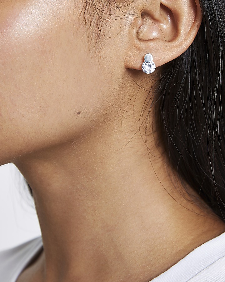 Silver plated diamante earrings
