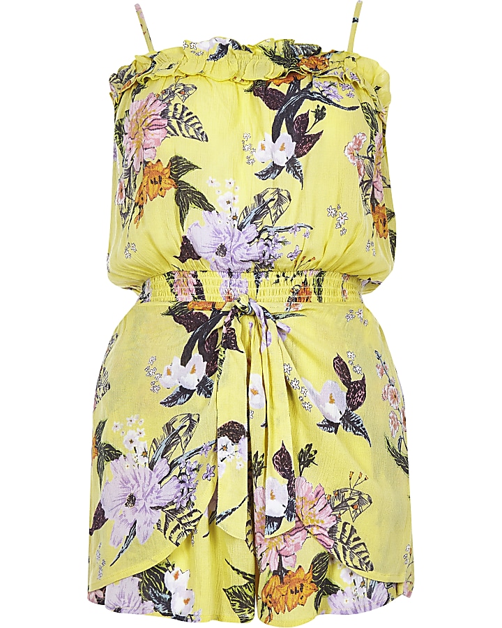 Yellow floral tie beach playsuit