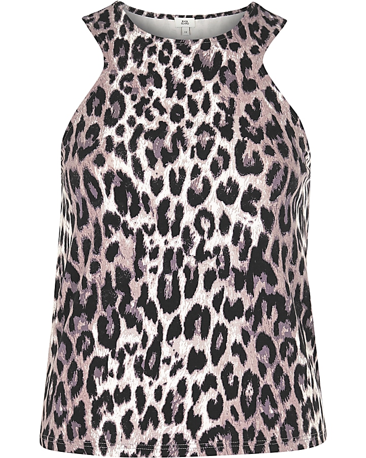Pink leopard print cut out vest