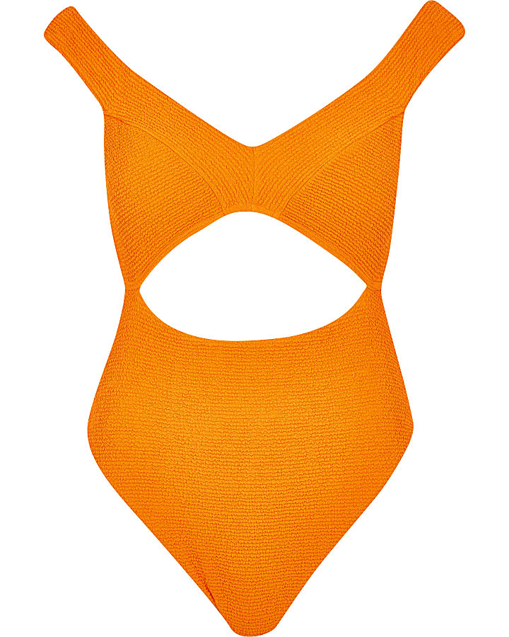 Orange cut out bardot swimsuit