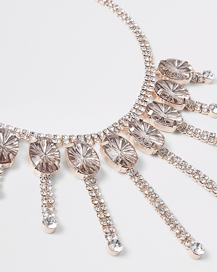 Rose gold jewel embellished necklace