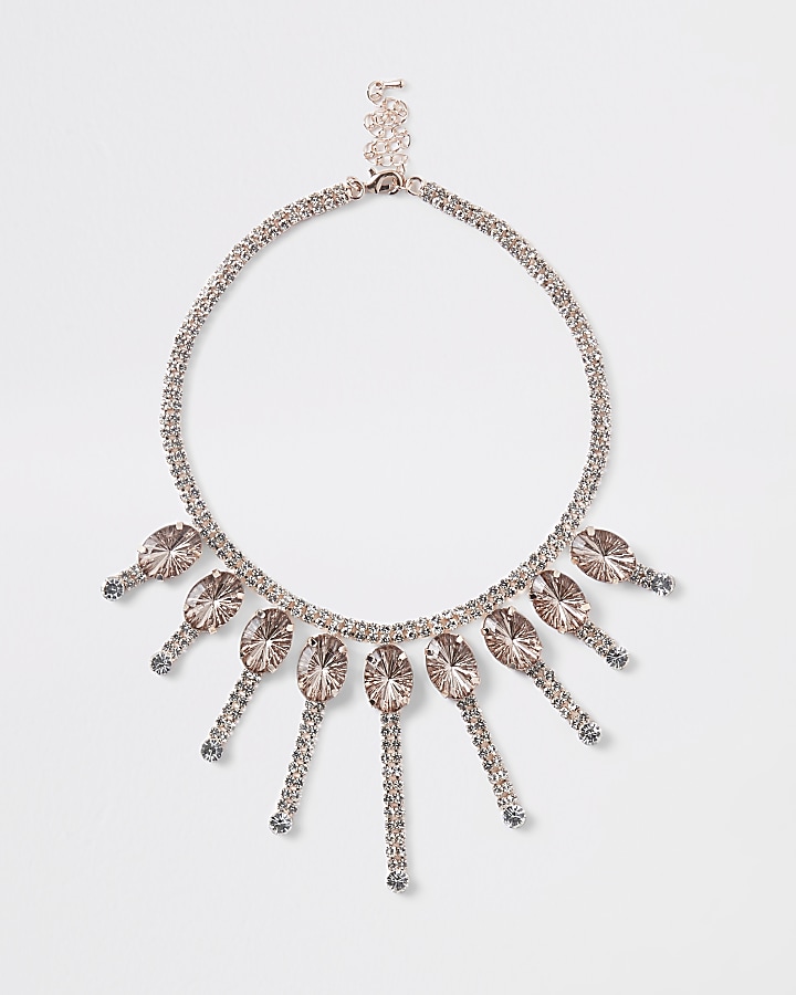 Rose gold jewel embellished necklace