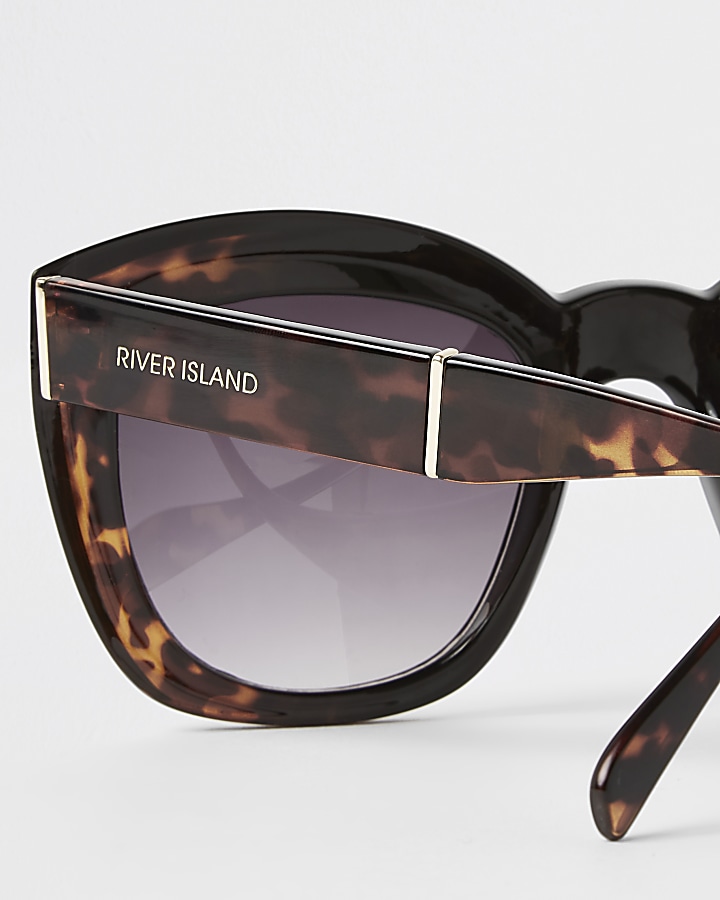 Brown tortoiseshell square glam sunglasses