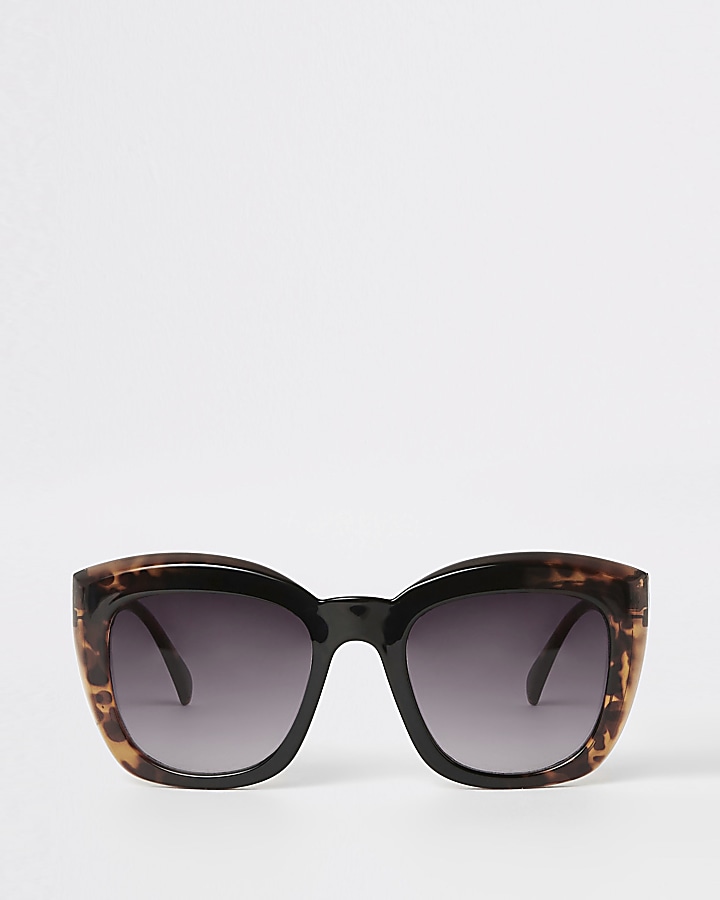 Brown tortoiseshell square glam sunglasses