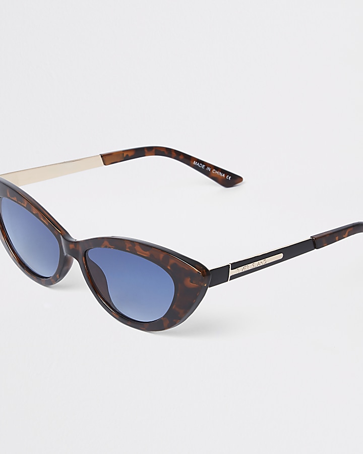 Brown tortoise shell print visor sunglasses