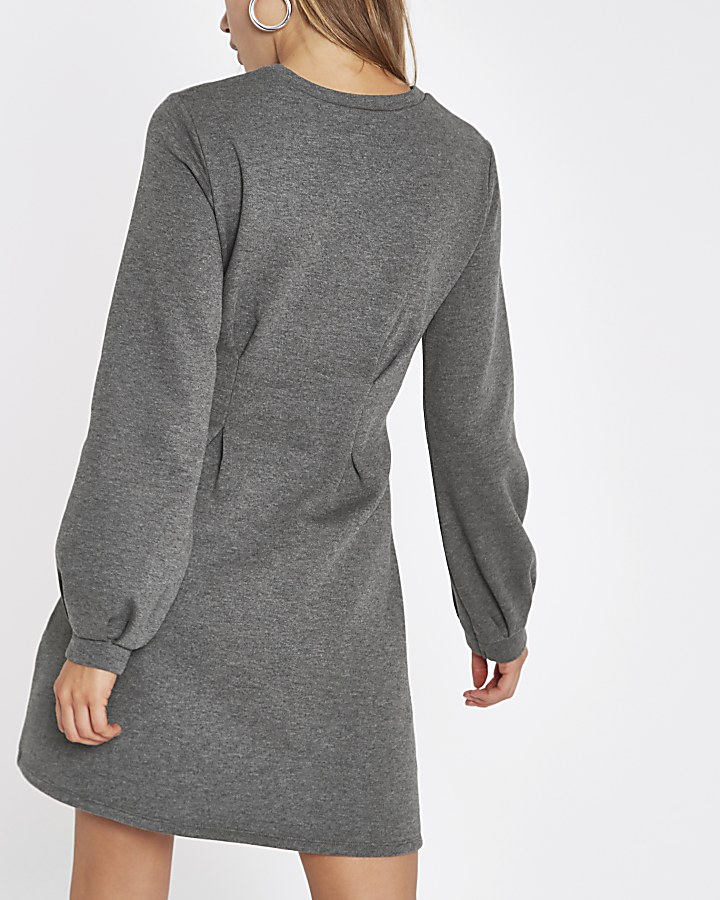 Grey long sleeve sweater dress