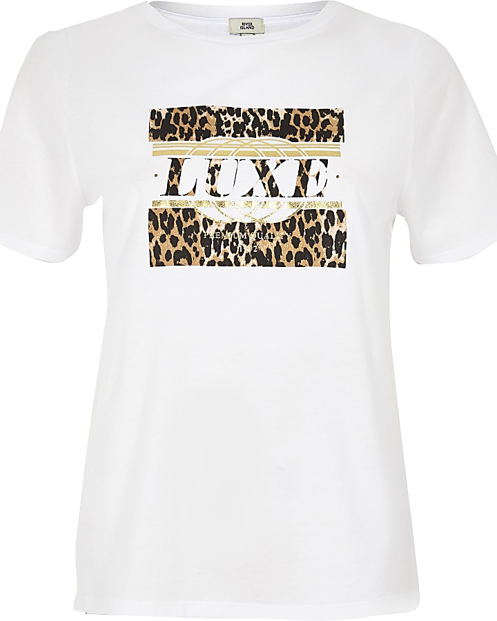 White leopard 'Luxe' print T-shirt