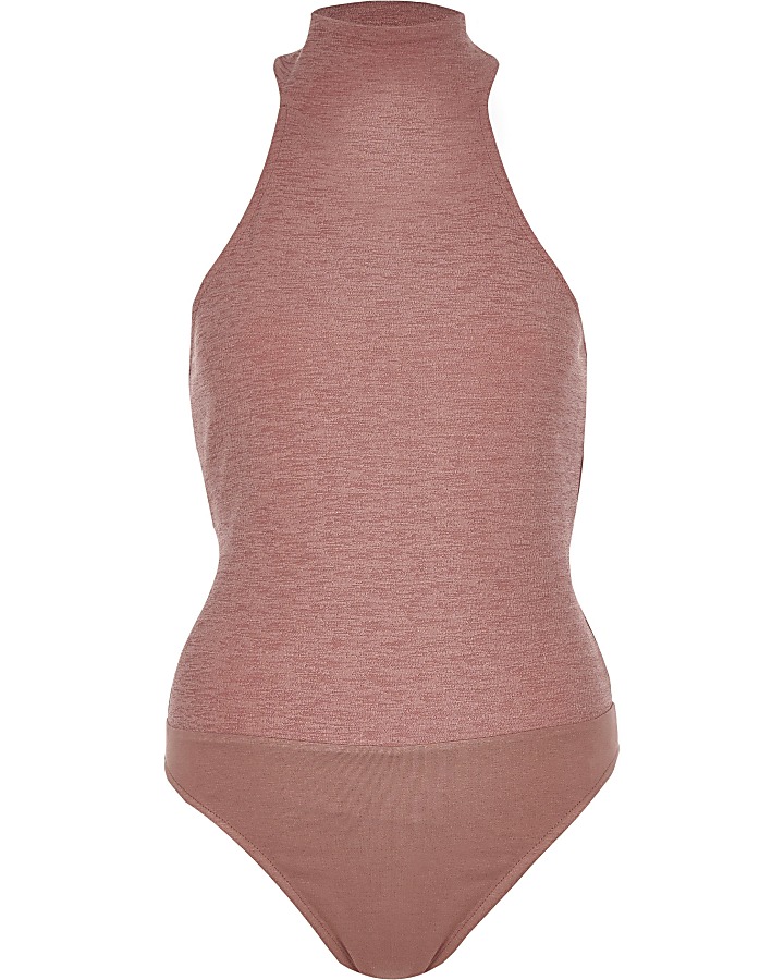Pink high neck cut out bodysuit