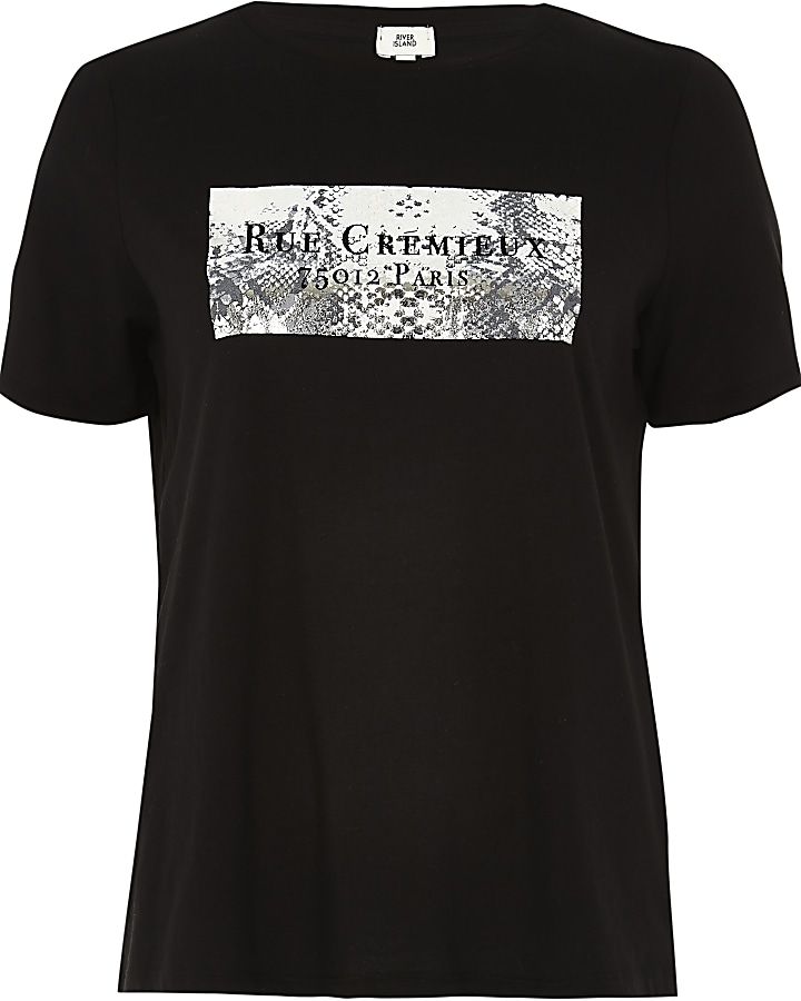 Black 'Rue Cremiux' print T-shirt