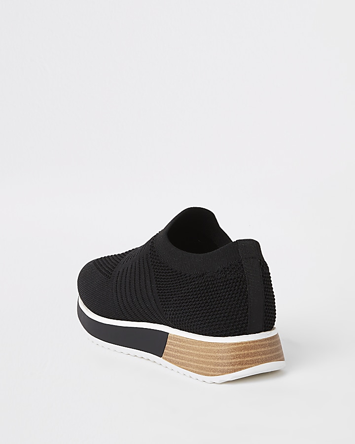 Black knit runner trainers
