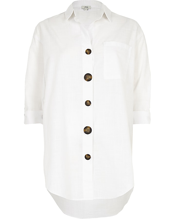 White button front cotton shirt