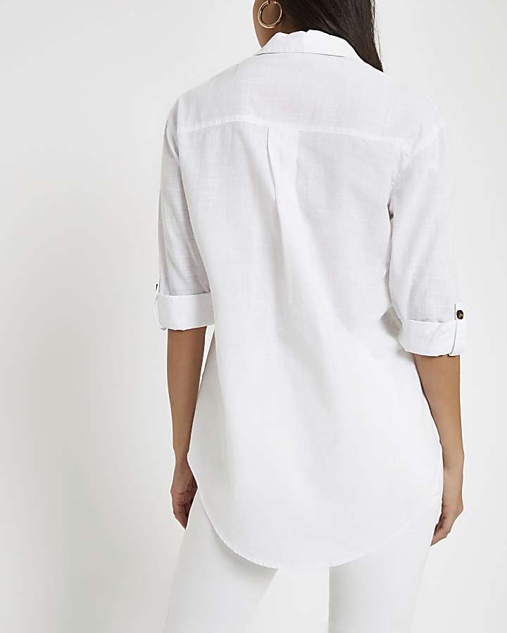 White button front cotton shirt