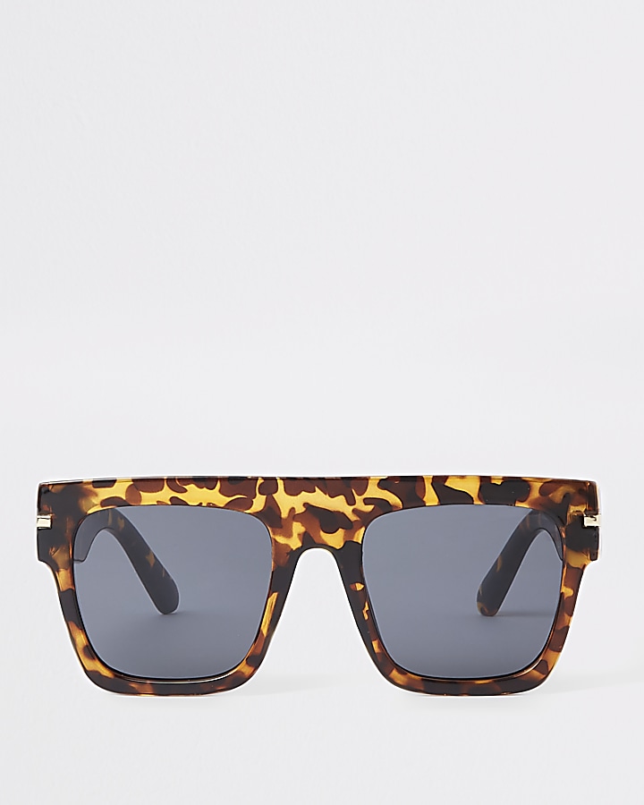 Brown leopard smoke lens visor sunglasses