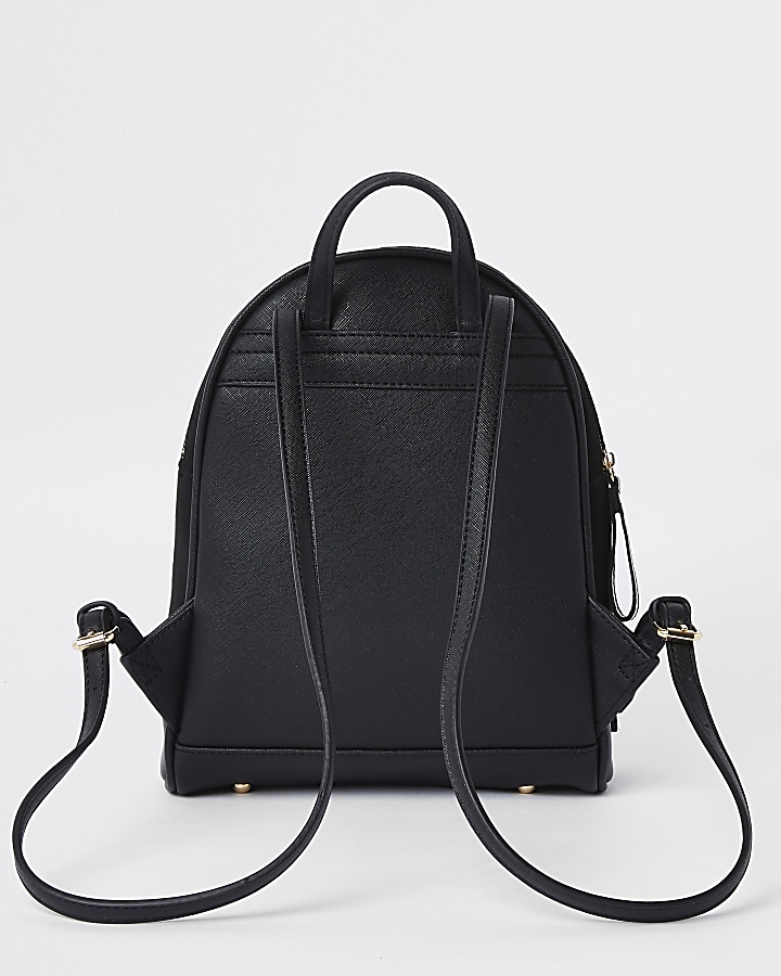 Black mini zip pocket backpack