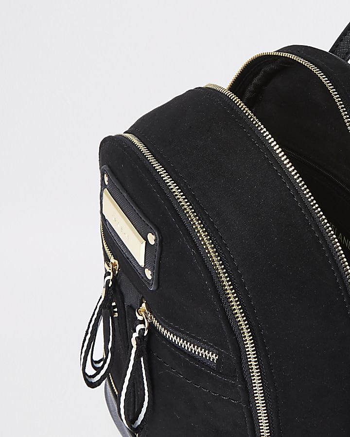 Black mini zip pocket backpack