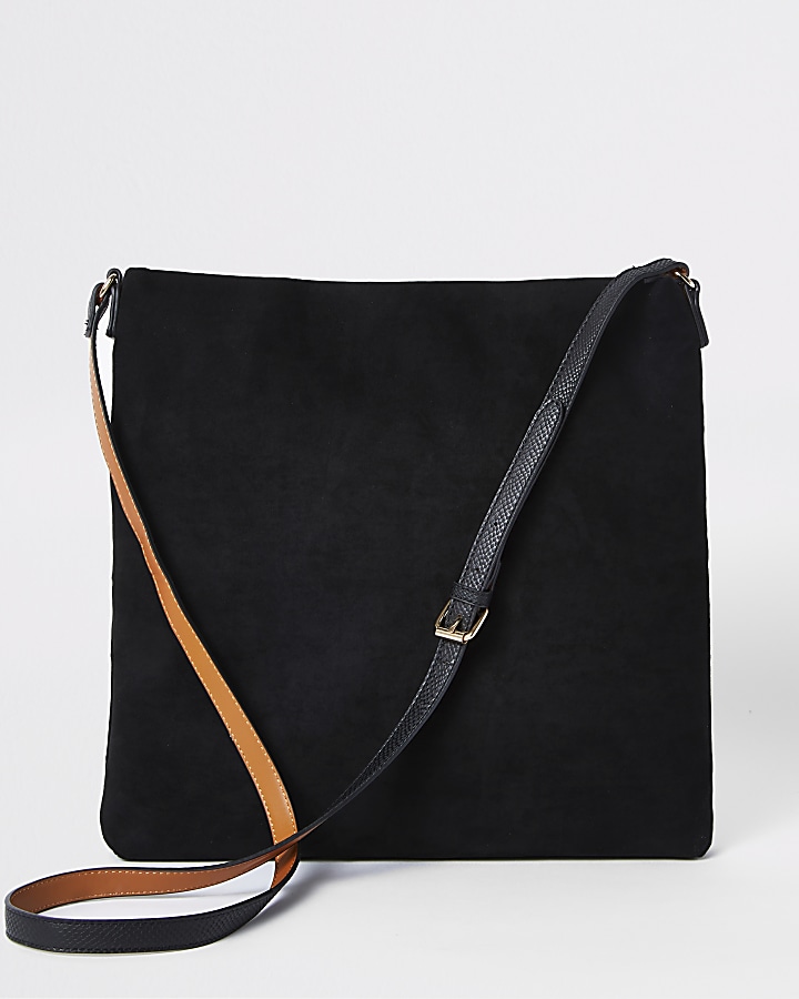 Black contrast trim messenger bag