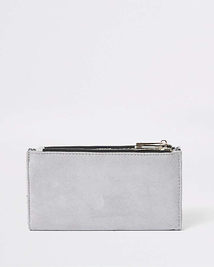 Grey snake lock front fold out purse
