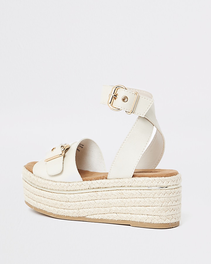 White espdarille flatform sandals