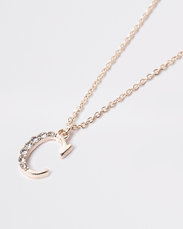 Rose gold colour ‘C’ initial necklace