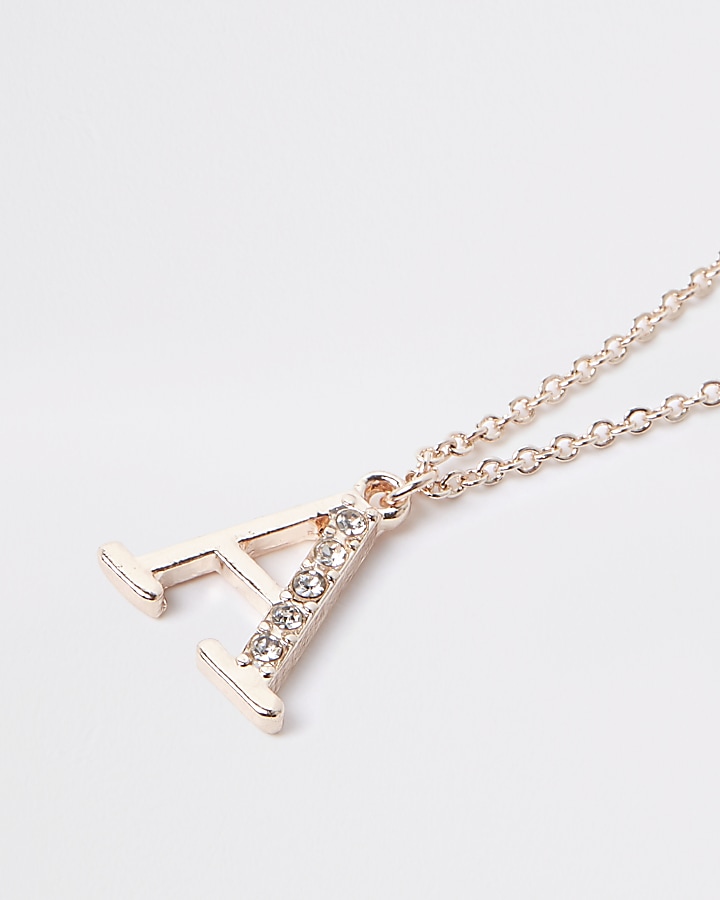 Rose gold colour ‘A’ initial necklace