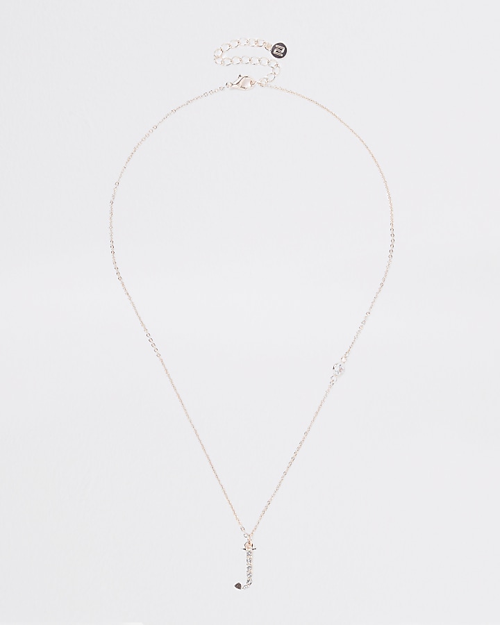 Rose gold colour ‘J’ initial necklace