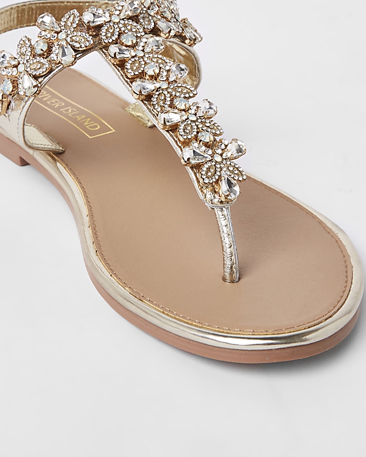 Gold embellished leather sandal