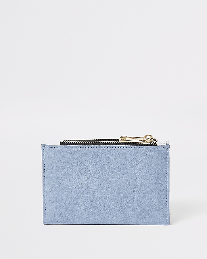 Light blue geo print mini foldout purse
