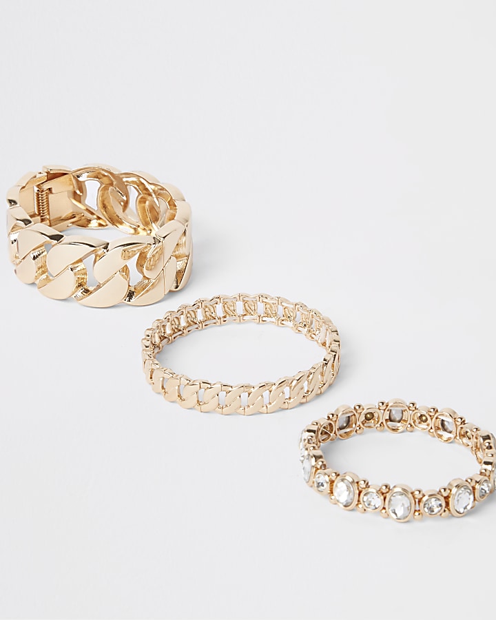 Gold colour gem stone bracelet multipack