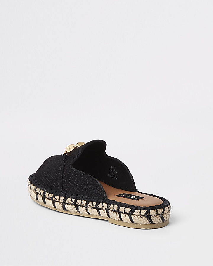 Black espadrille peep toe wide fit sandals