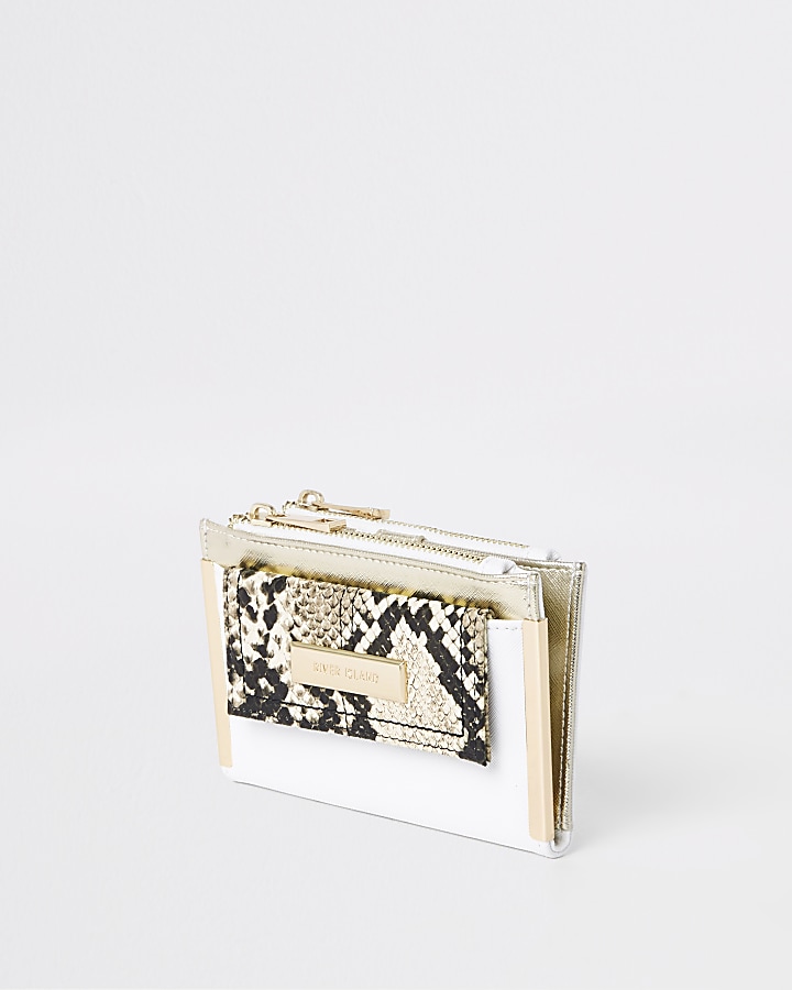 White snake print mini foldout purse