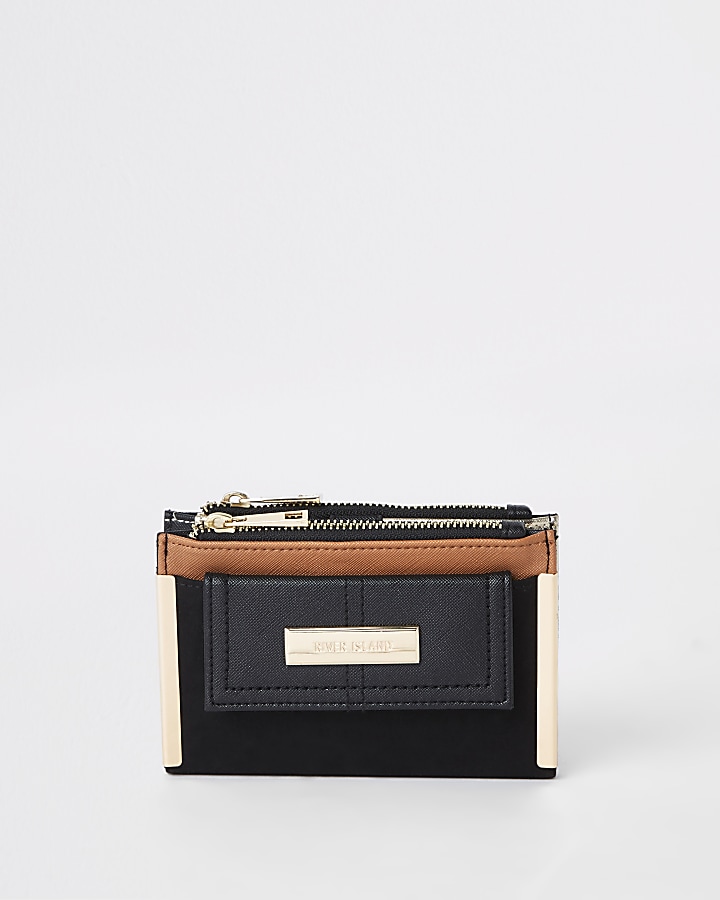 Black contrast mini foldout purse