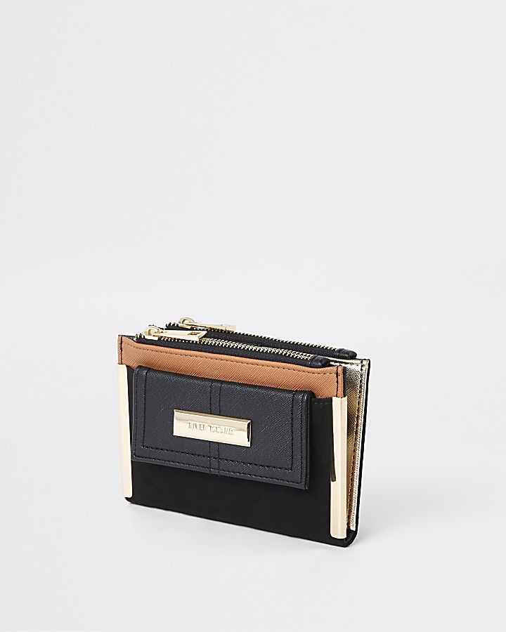 Black contrast mini foldout purse