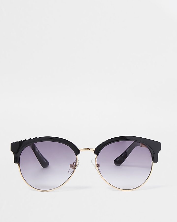 Black gold tone chain trim sunglasses